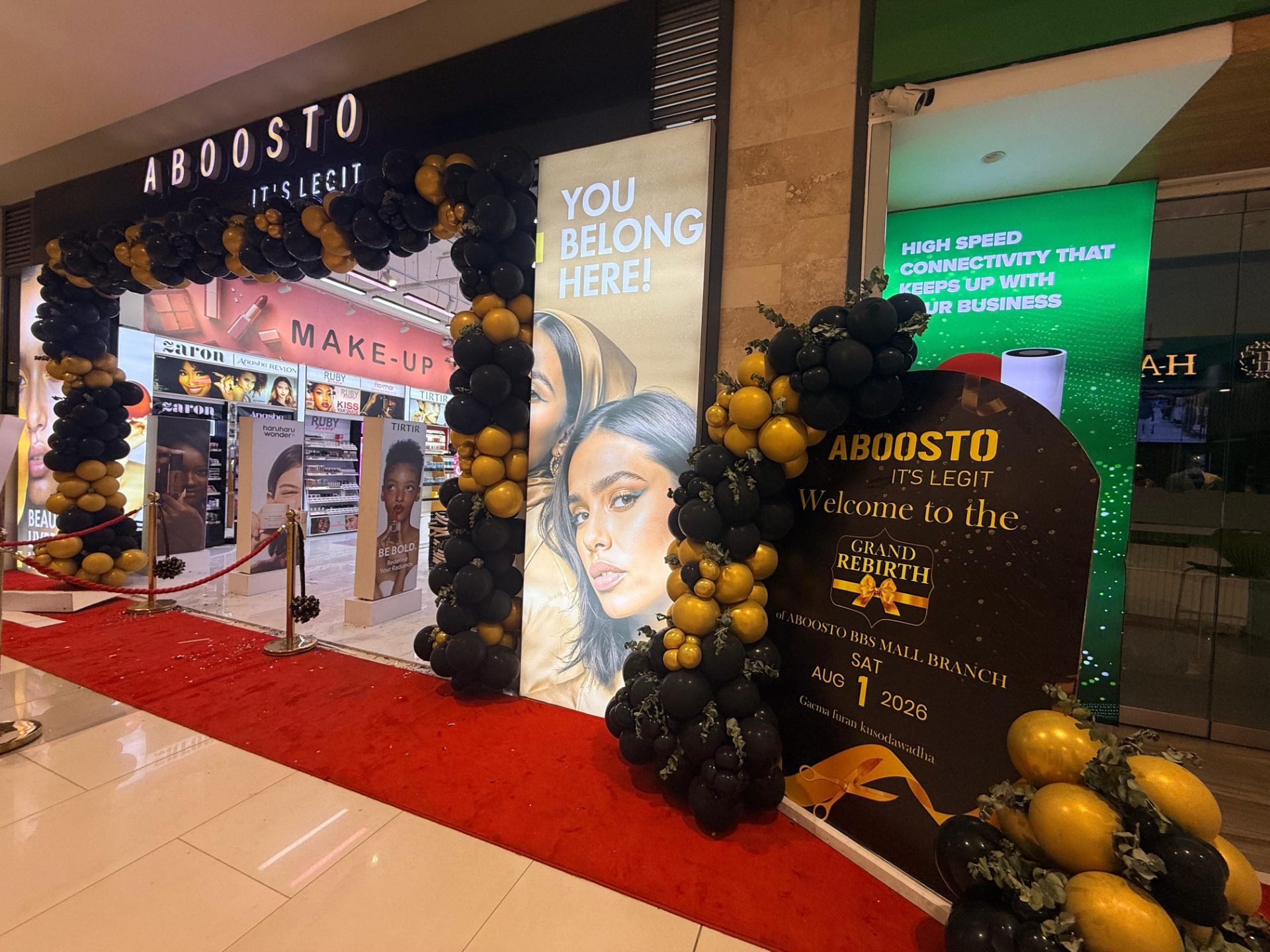 Aboosto retail launch branding and display setup by Brand It KE in Kenya