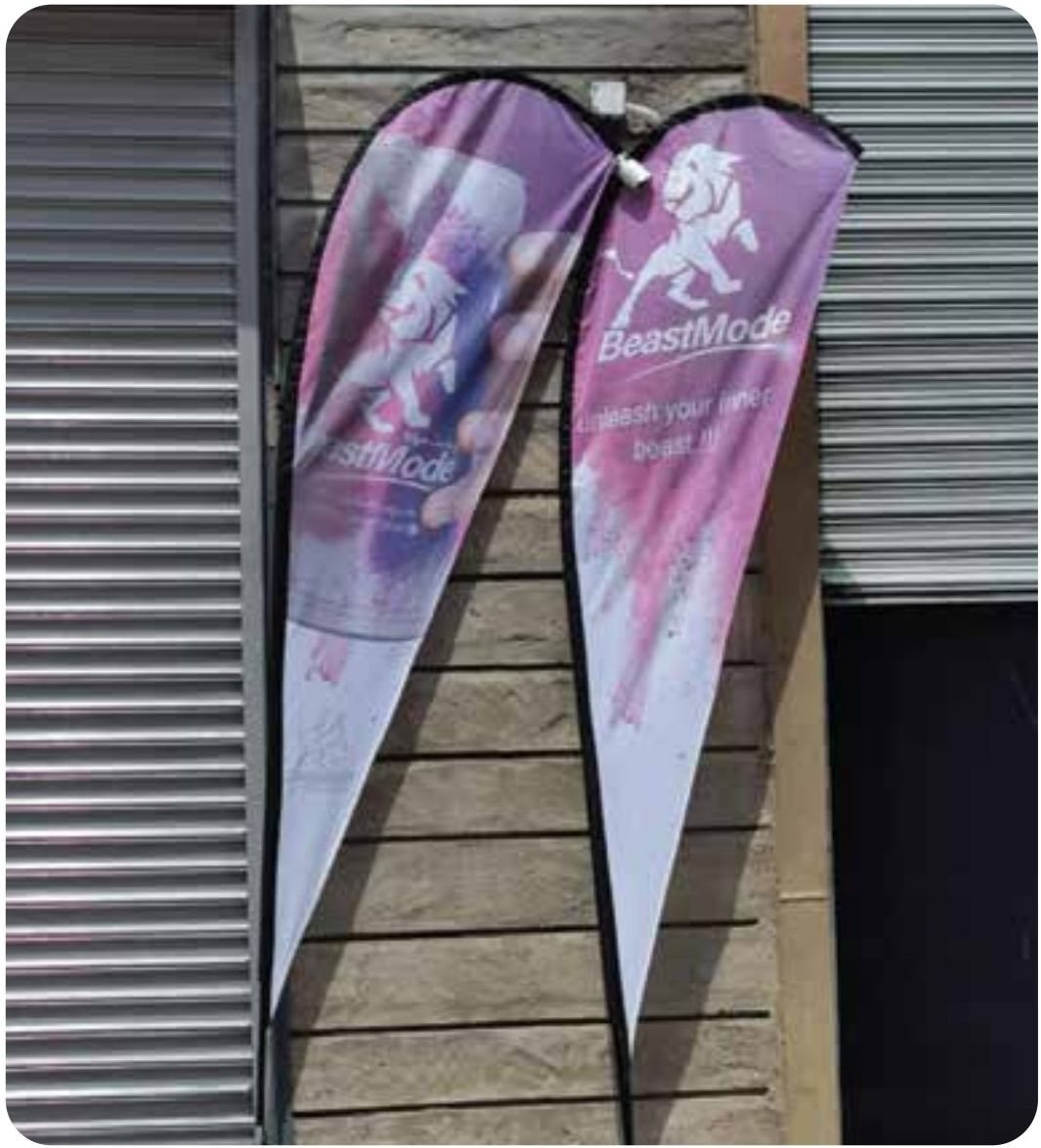 Teardrop flag set for BeastMode Energy — Banners & Activation by Brand It KE in Kenya