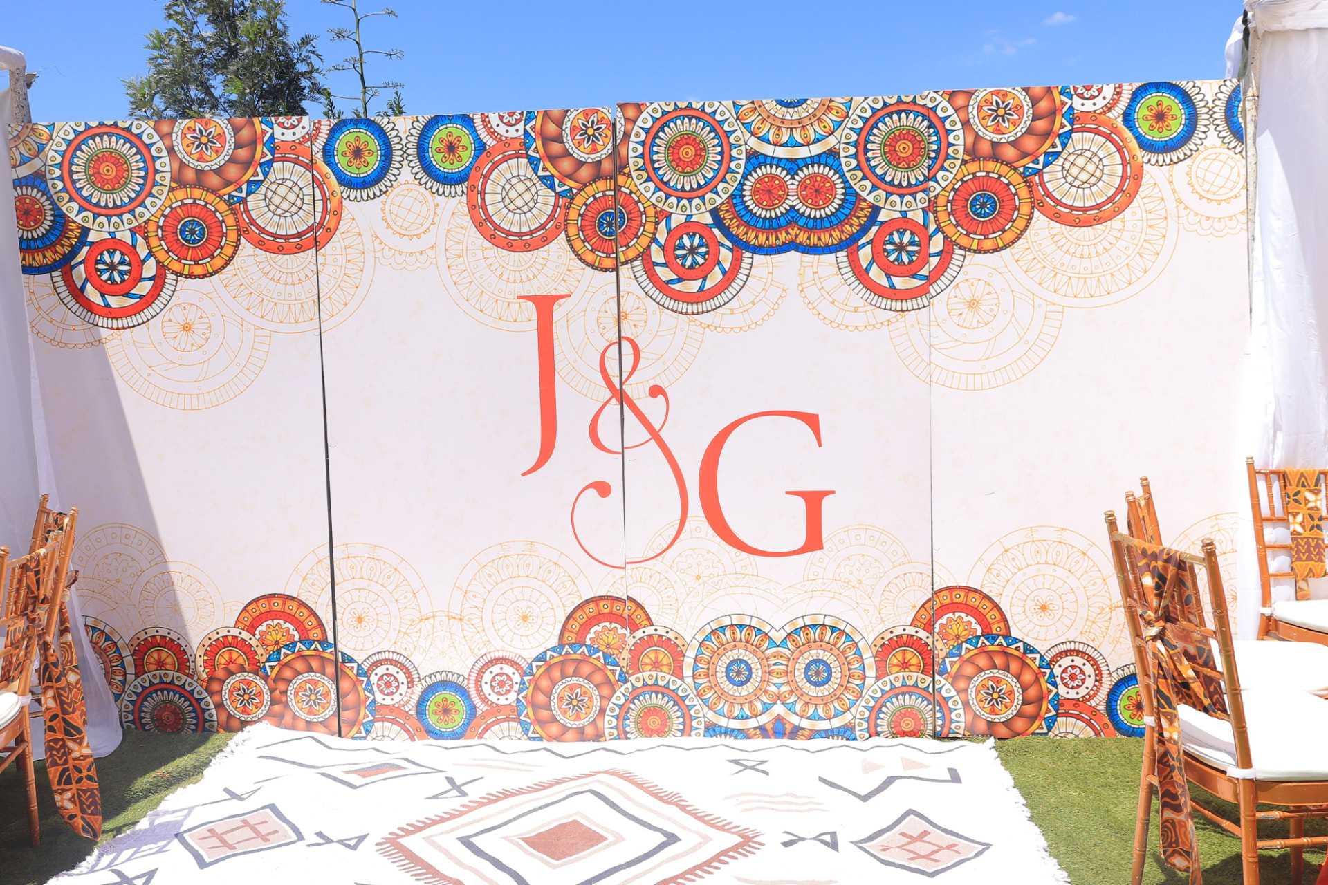 Custom wedding backdrop and floor branding for J & G celebration — Banners & Activation by Brand It KE in Kenya