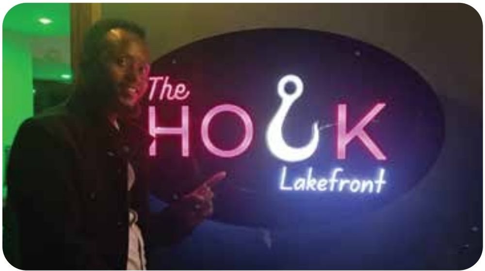Backlit lakefront signage for The Hook Lakefront — Illuminated & Neon by Brand It KE in Kenya