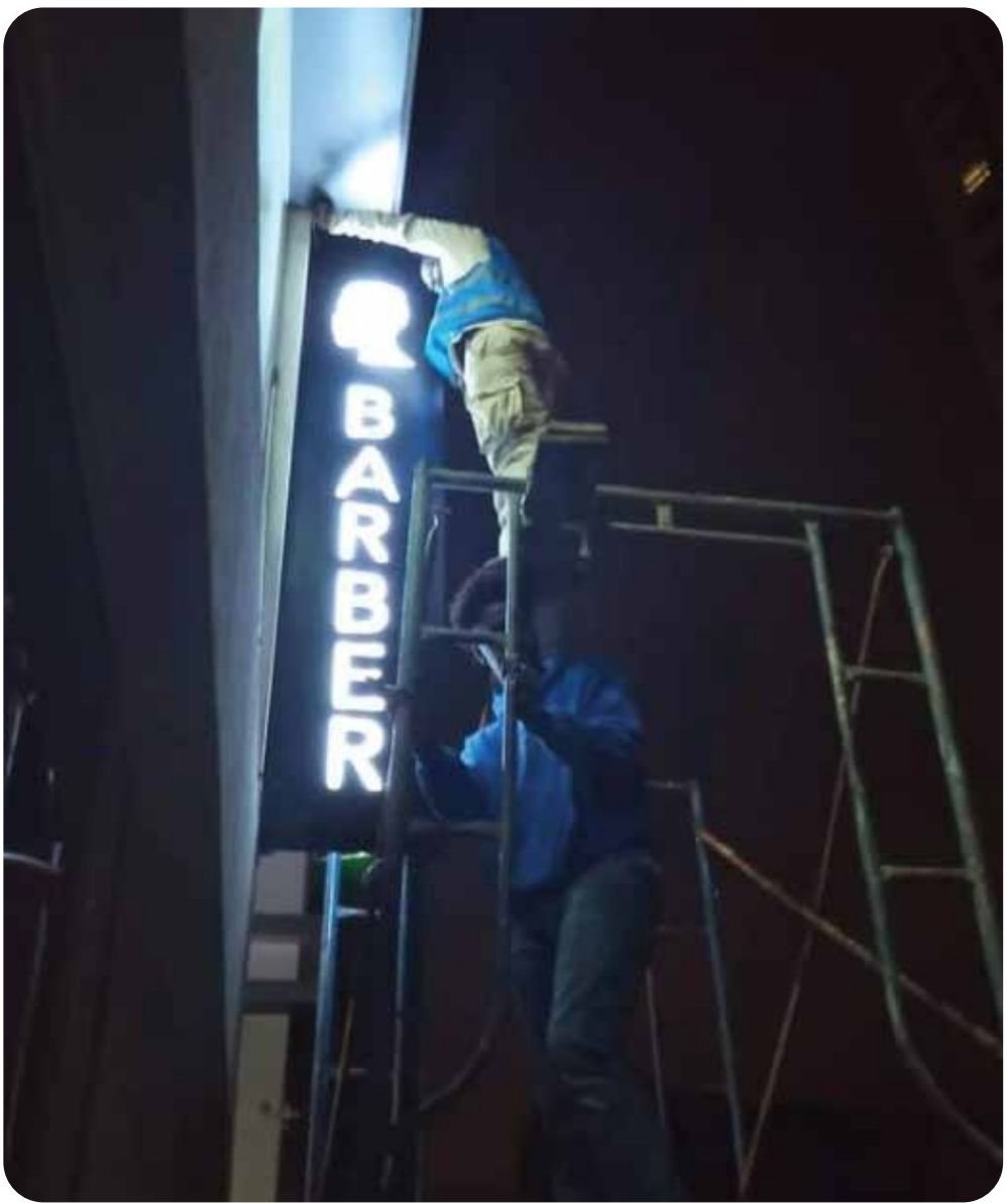 On-site channel letter install for Barber Shop, Nairobi — Illuminated & Neon by Brand It KE in Kenya