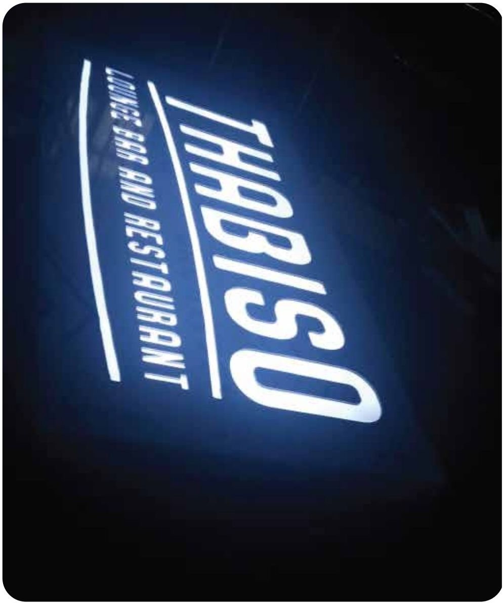 Illuminated bar & restaurant sign for Thabiso Lounge — Illuminated & Neon by Brand It KE in Kenya