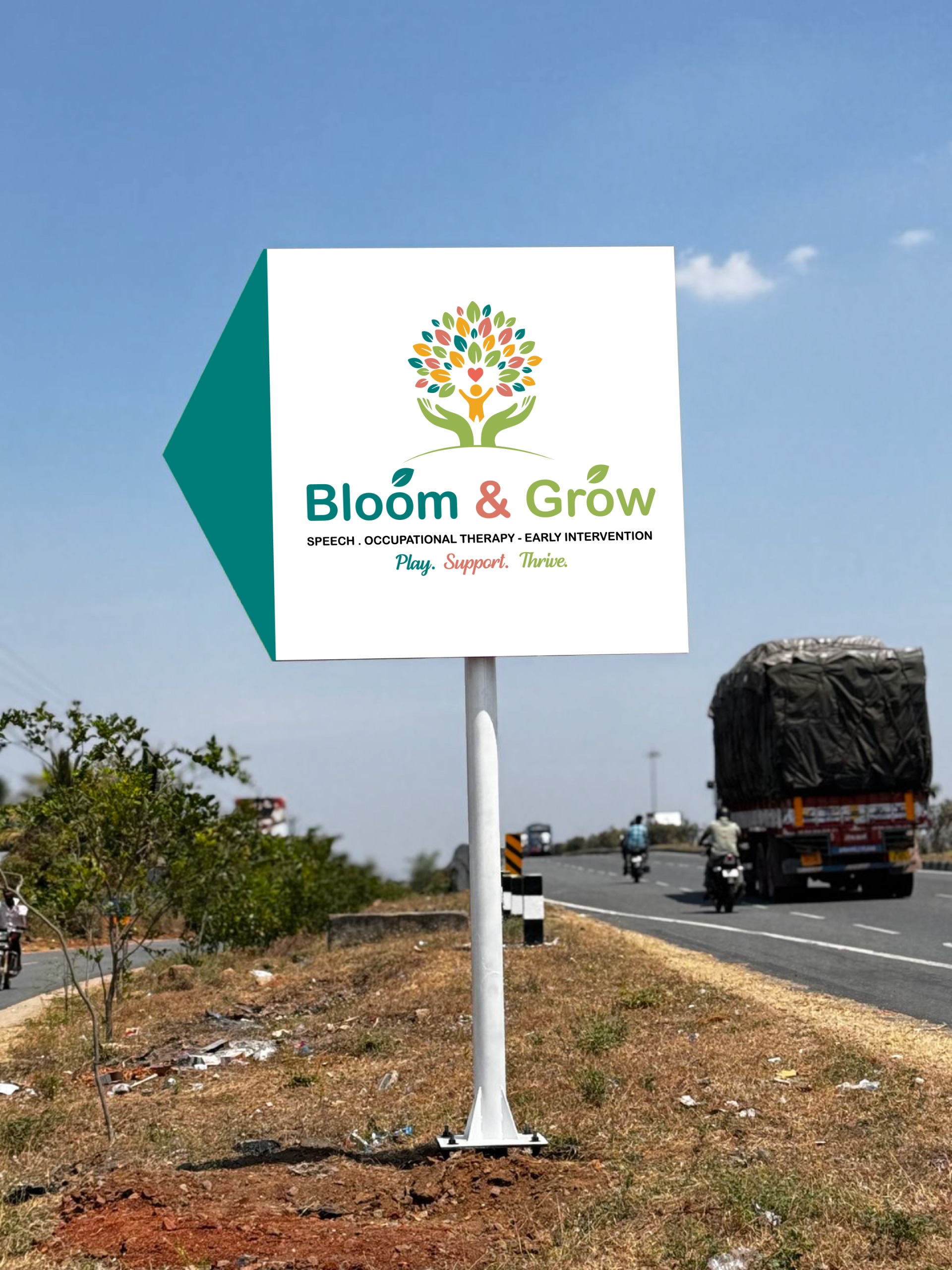 Roadside directional sign for Bloom & Grow Therapy — Roadside & Wayfinding by Brand It KE in Kenya