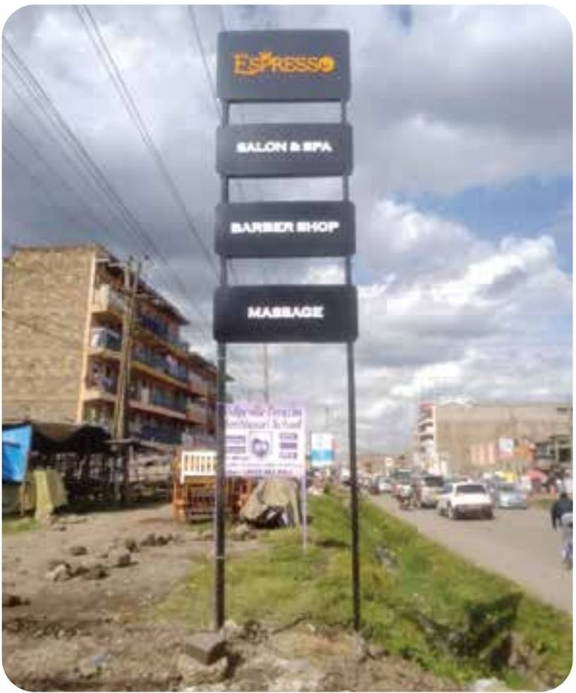 Pylon & roadside stack sign for Espresso Salon & Spa — Roadside & Wayfinding by Brand It KE in Kenya