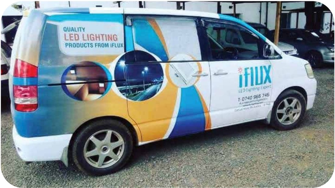 Full van wrap in cast vinyl for iFlux LED Lighting — Vehicle Branding by Brand It KE in Kenya