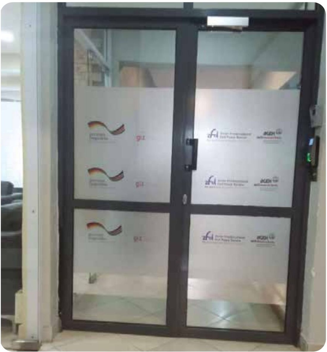 Frosted glass door branding for GIZ offices — Wall & Window by Brand It KE in Kenya